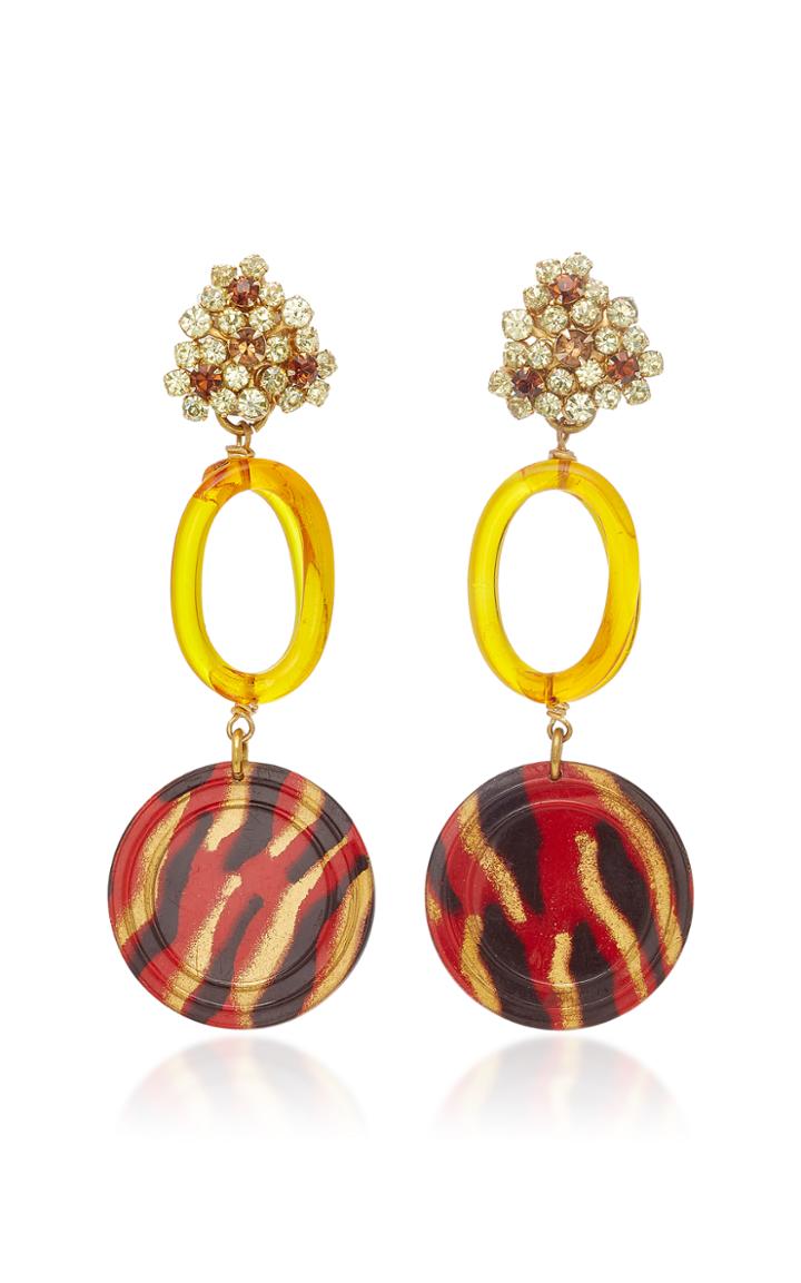 Lulu Frost M'o Exclusive Vintage Citrine Glass Disc Earrings
