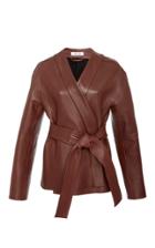 Diane Von Furstenberg Leather Wrap Jacket