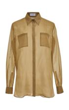 Salvatore Ferragamo Silk Organza Long Sleeve Shirt