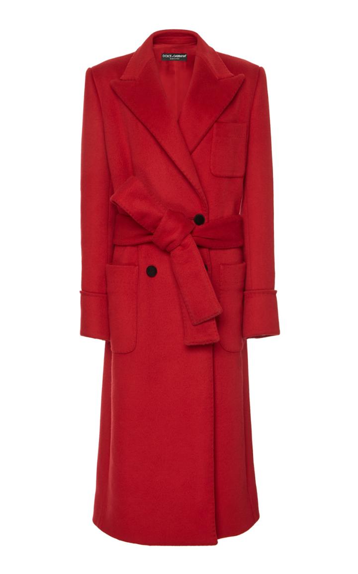 Dolce & Gabbana Belted Double-breasted Wool-blend Coat