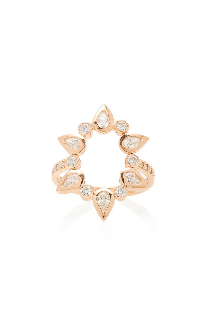 Jacquie Aiche 14k Rose Gold Diamond Open Circle Ring