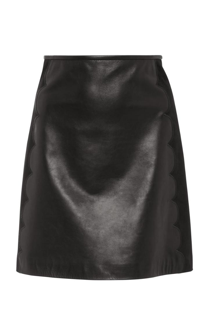 Red Valentino Scalloped Leather Mini Skirt