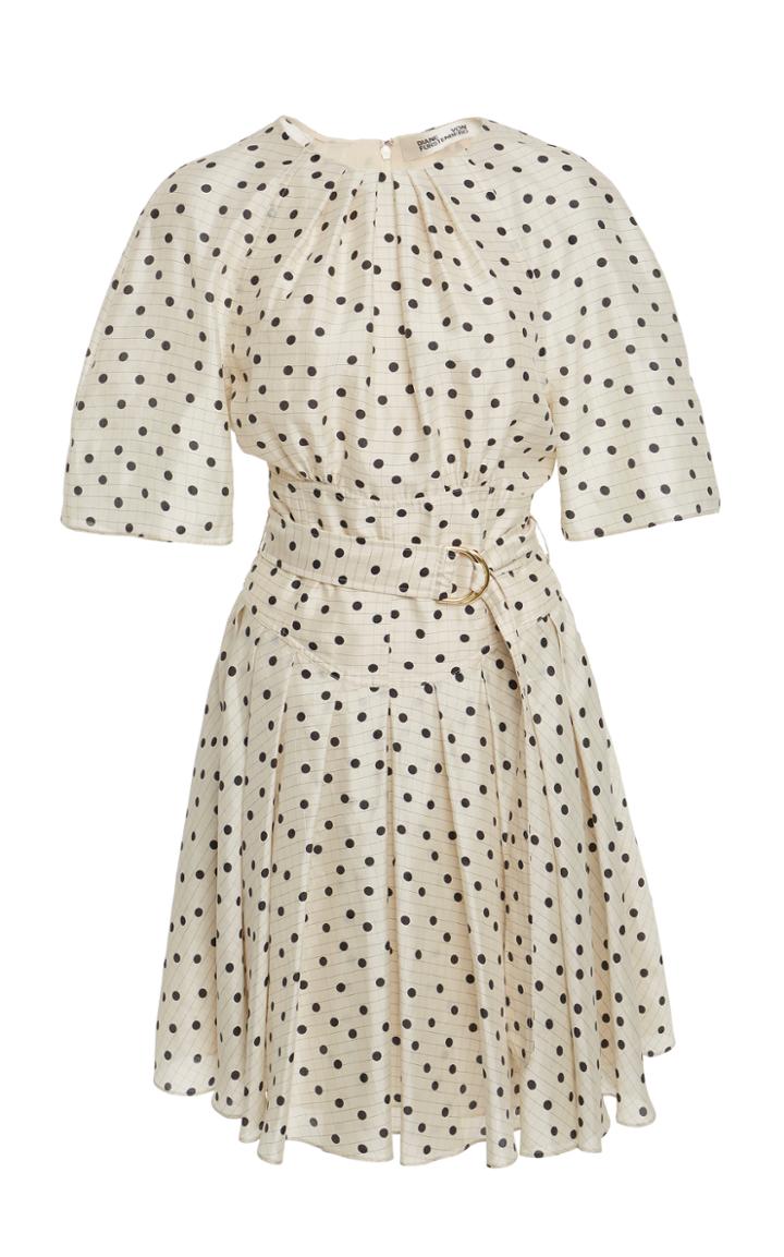 Diane Von Furstenberg Short Sleeve Cinched Waist Belted Dress