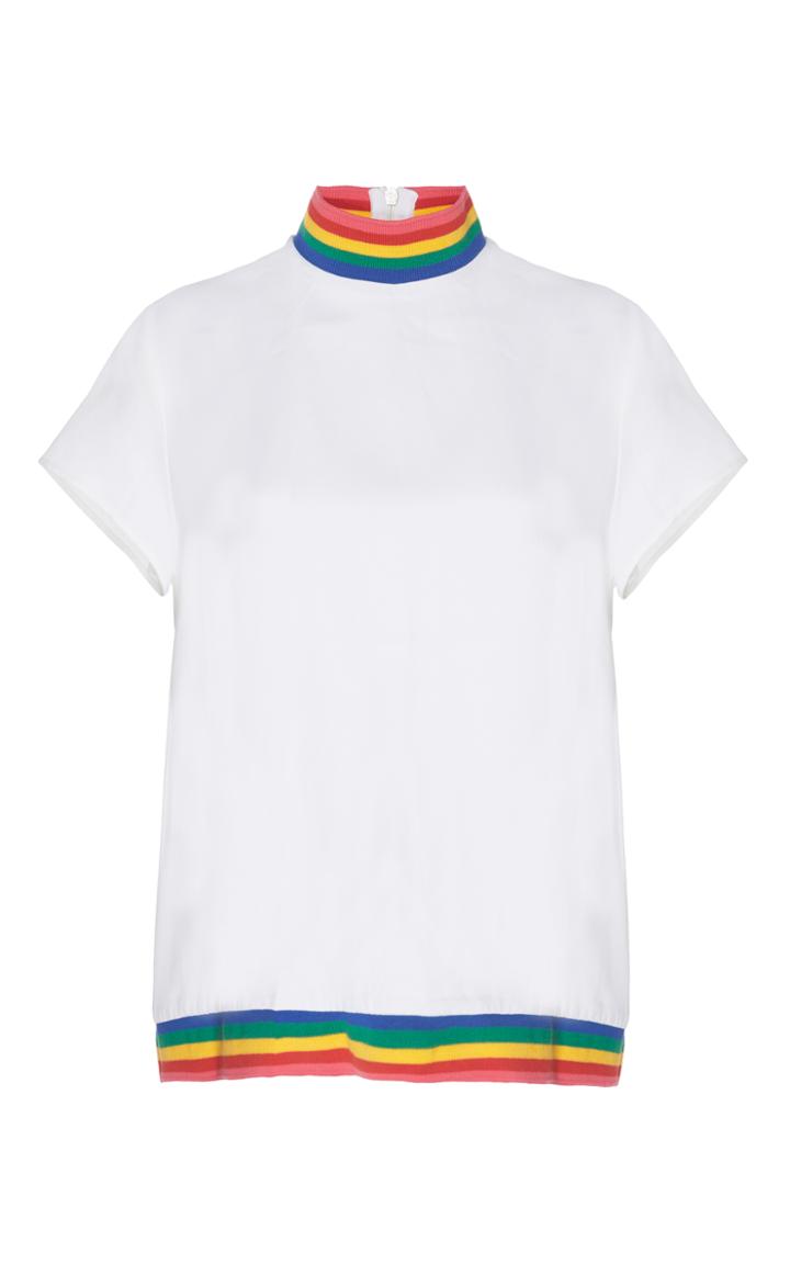 Mira Mikati Rainbow Rib High Neck Scuba Top