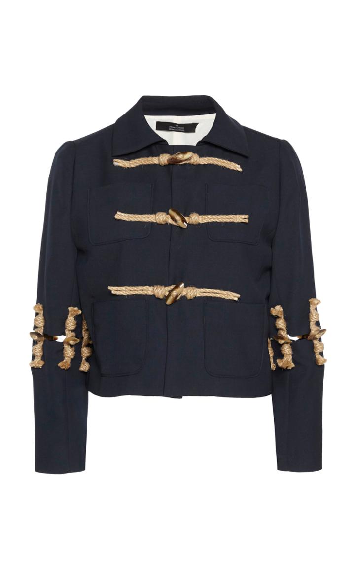Moda Operandi Rokh Embellished Cady Duffle Jacket Size: 34