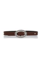 Moda Operandi Alessandra Rich Crystal Silver-tone Chain Leather Belt
