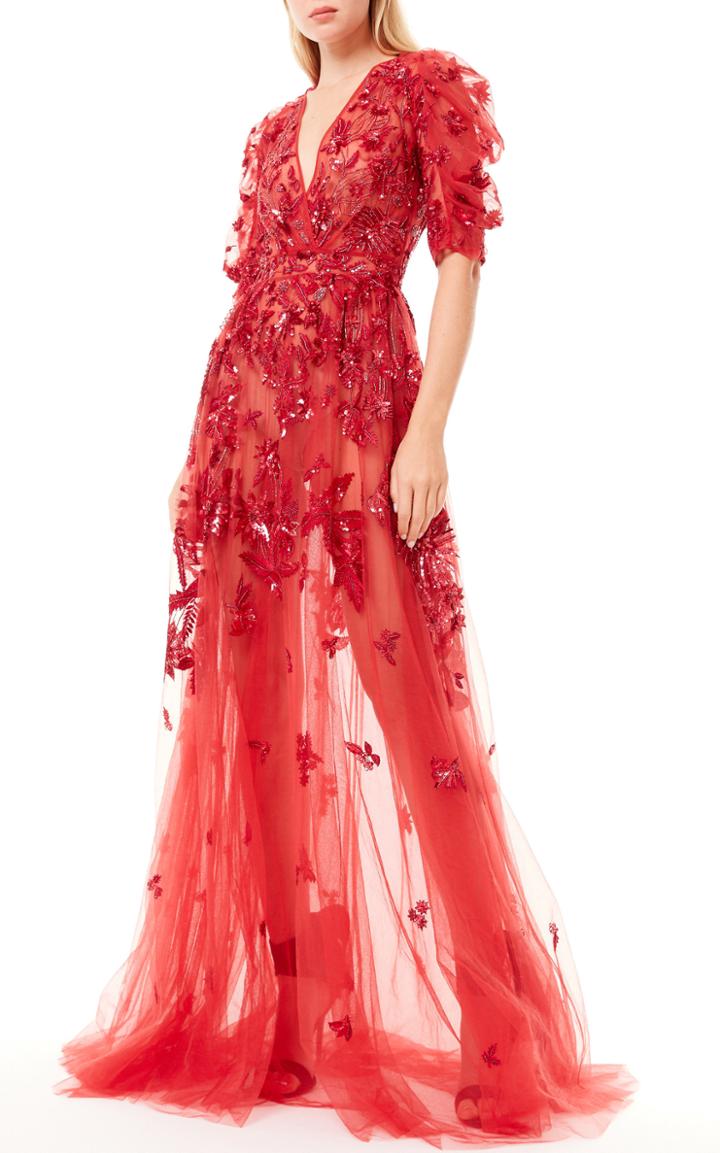 Moda Operandi Zuhair Murad Jacamar Floral Applique Dress