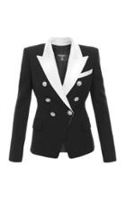 Moda Operandi Balmain Two-tone Satin-lapel Crepe Blazer Size: 36