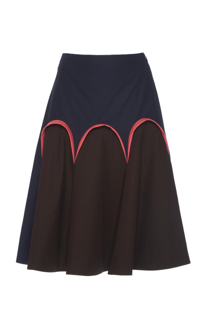 Delpozo Poplin Godet Skirt