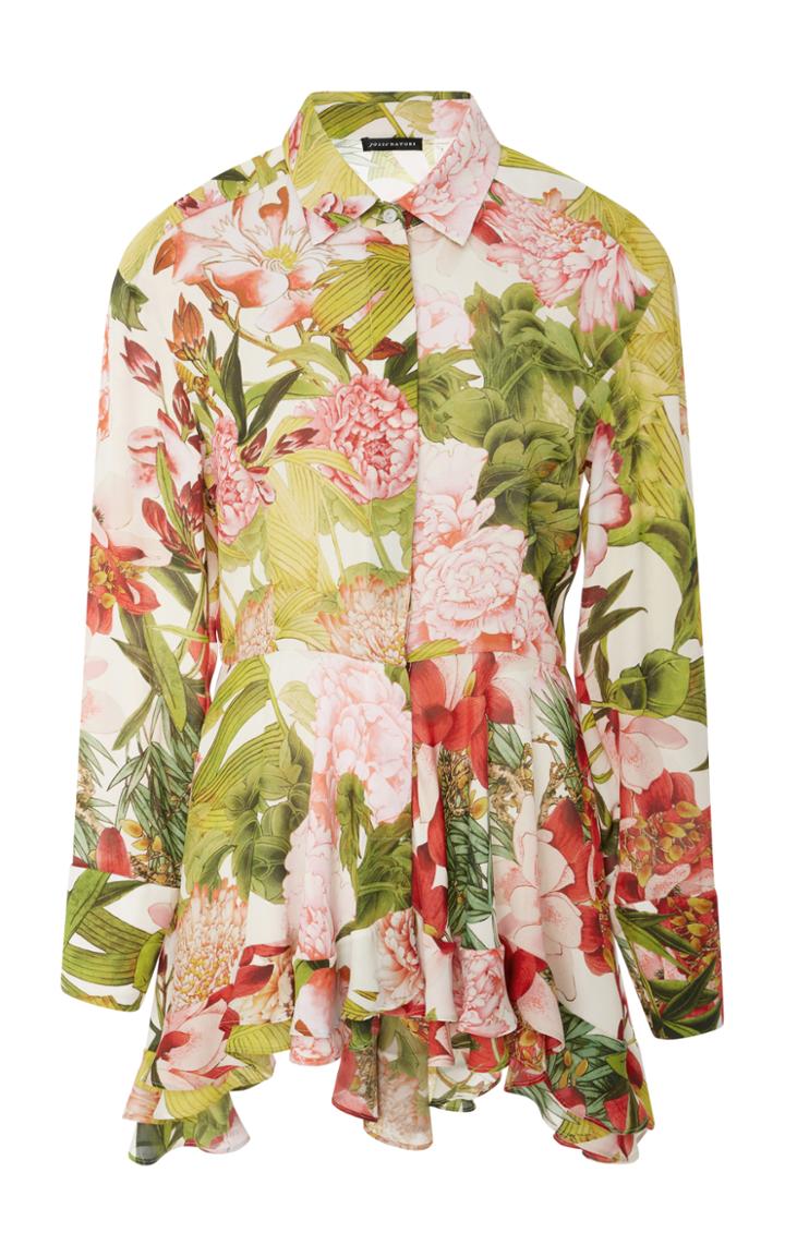 Josie Natori Long Sleeve Floral Top