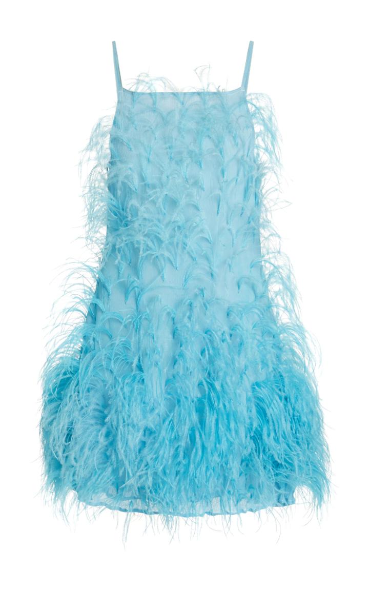 Cult Gaia Shannon Feather-embellished Jersey Mini Dress