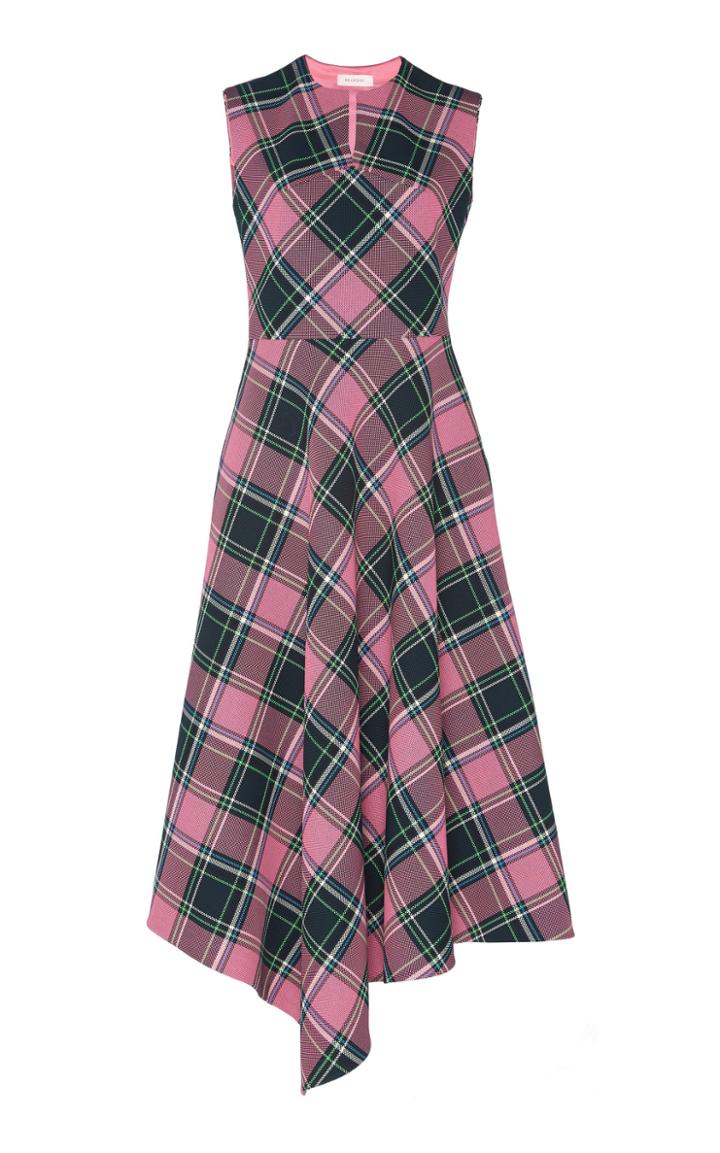 Delpozo Bias Cut Check Print Dress