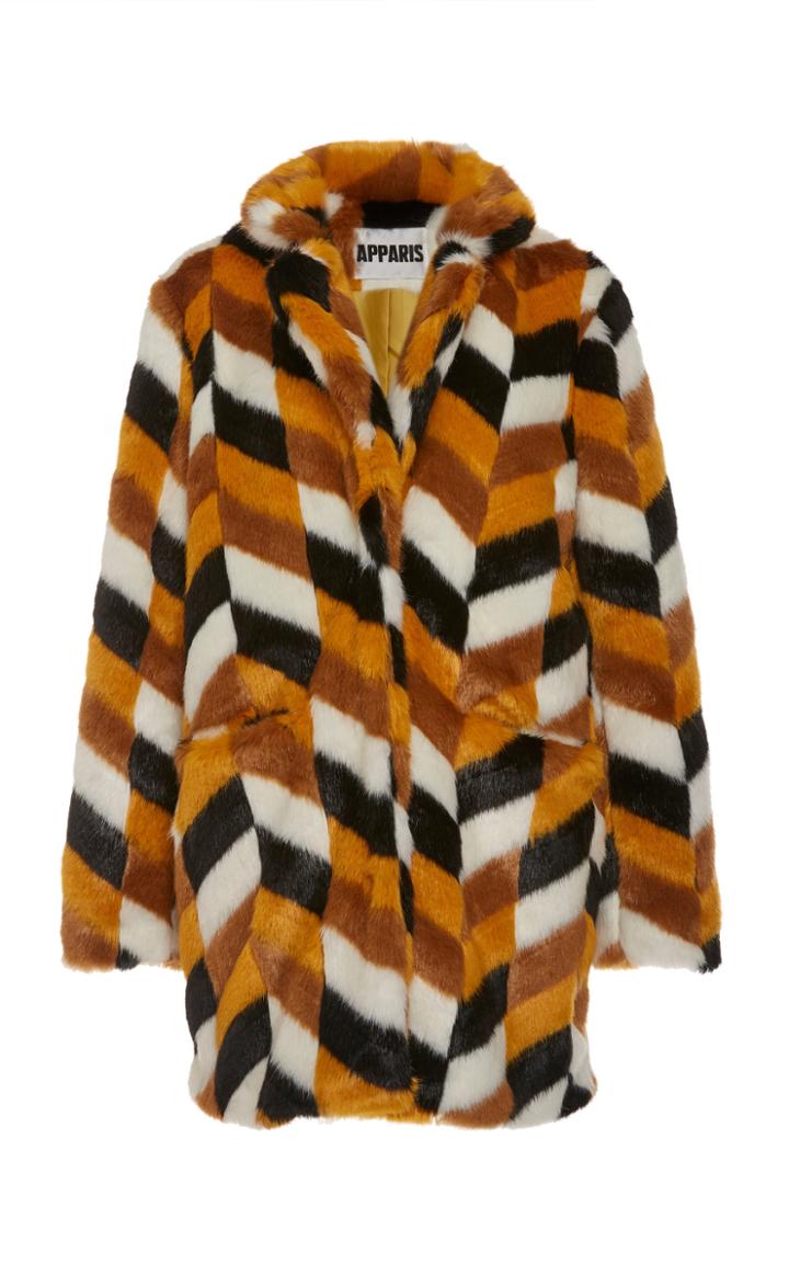 Apparis Camille Color-blocked Faux Fur Coat