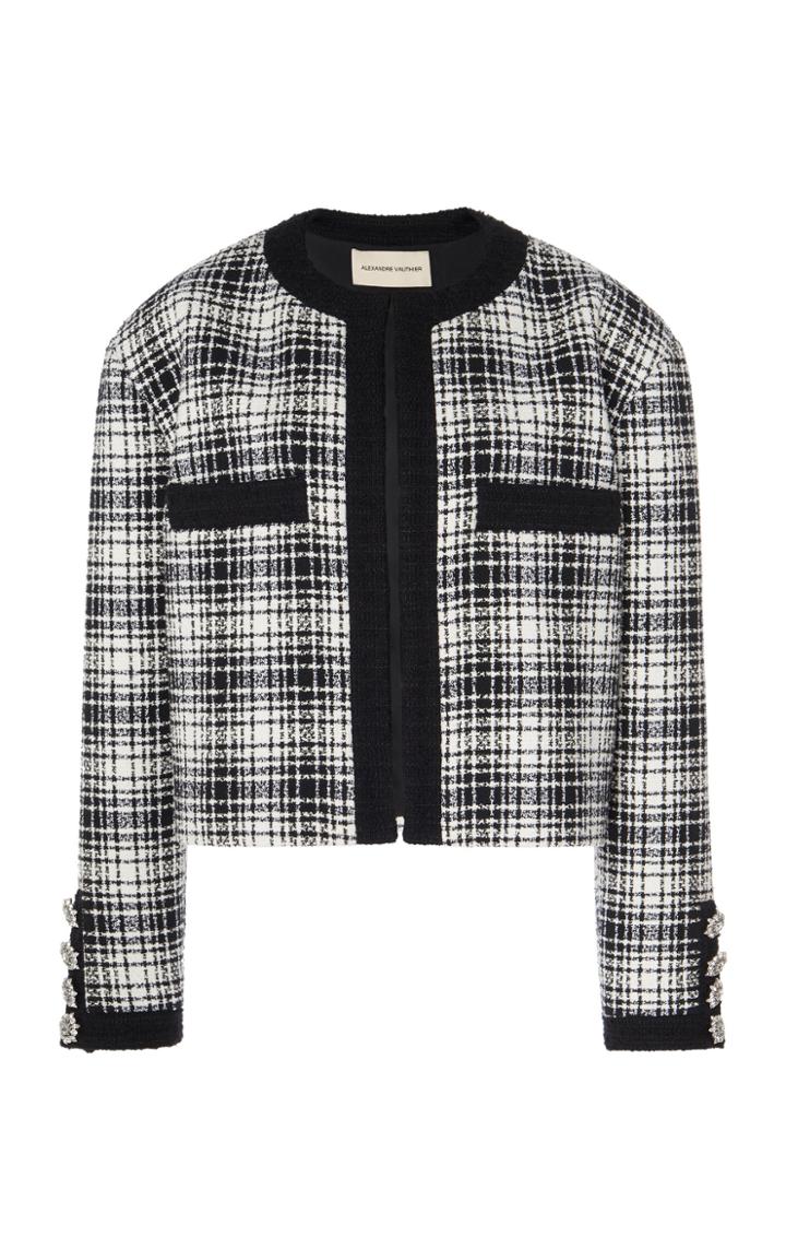 Moda Operandi Alexandre Vauthier Embellished Plaid Cotton-blend Jacket Size: 38