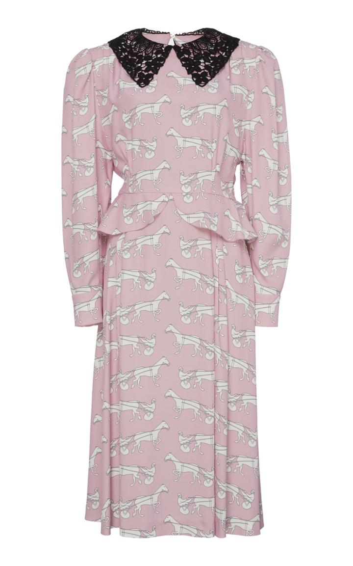 Miu Miu Printed Collared Midi Dress
