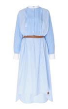 Loewe Belted Striped Cotton-poplin Midi Dress