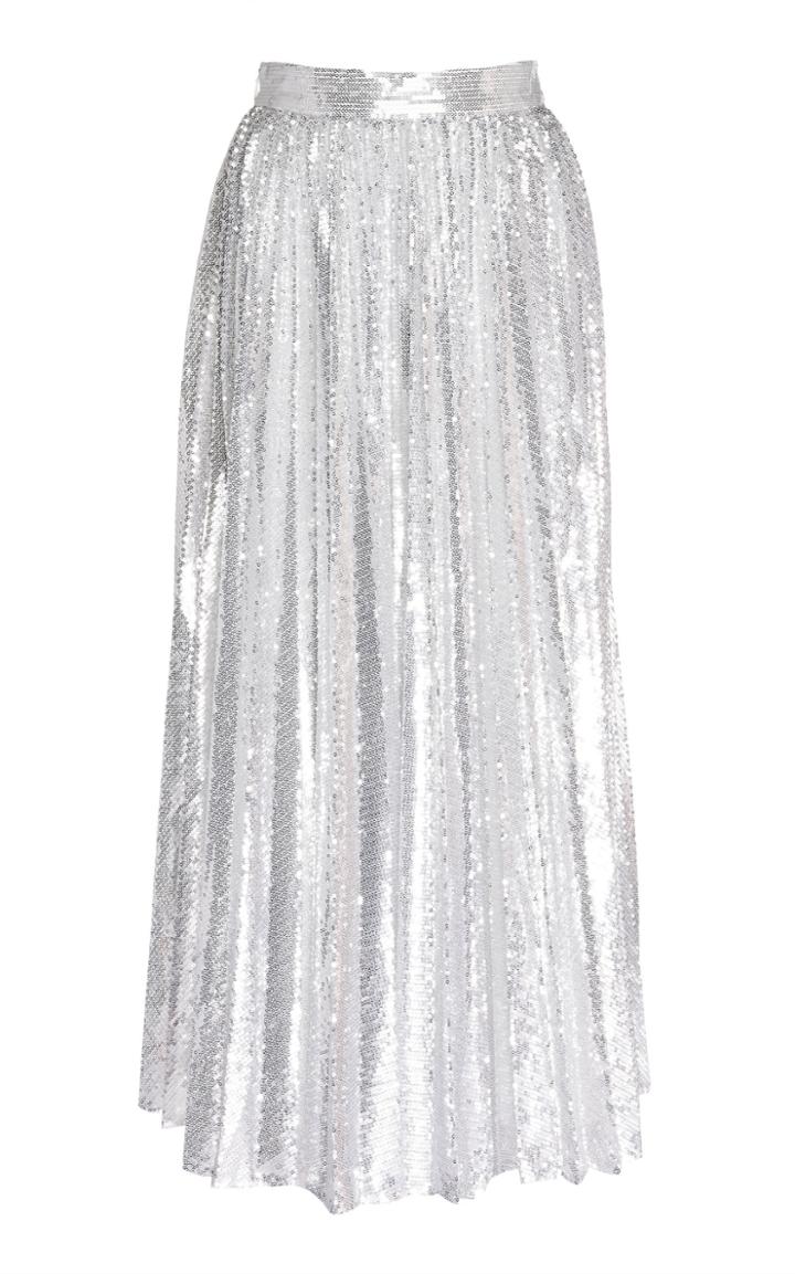 Huishan Zhang Stella High Waist Sequin Embroidered Midi Skirt