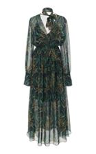 Oscar De La Renta Printed Silk Chiffon Midi Dress