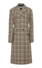 Prada Double-breasted Checked Wool Coat