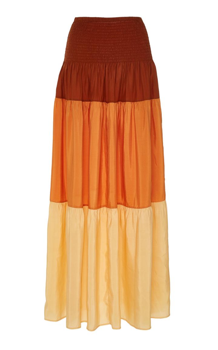 Anaak Clara Shirred Silk-crepe De Chine Midi Dress