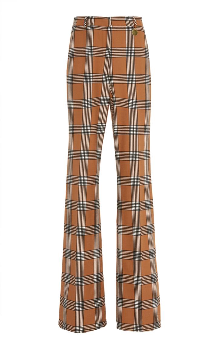 Lela Rose Maggie Plaid Wool-blend Wide-leg Pant