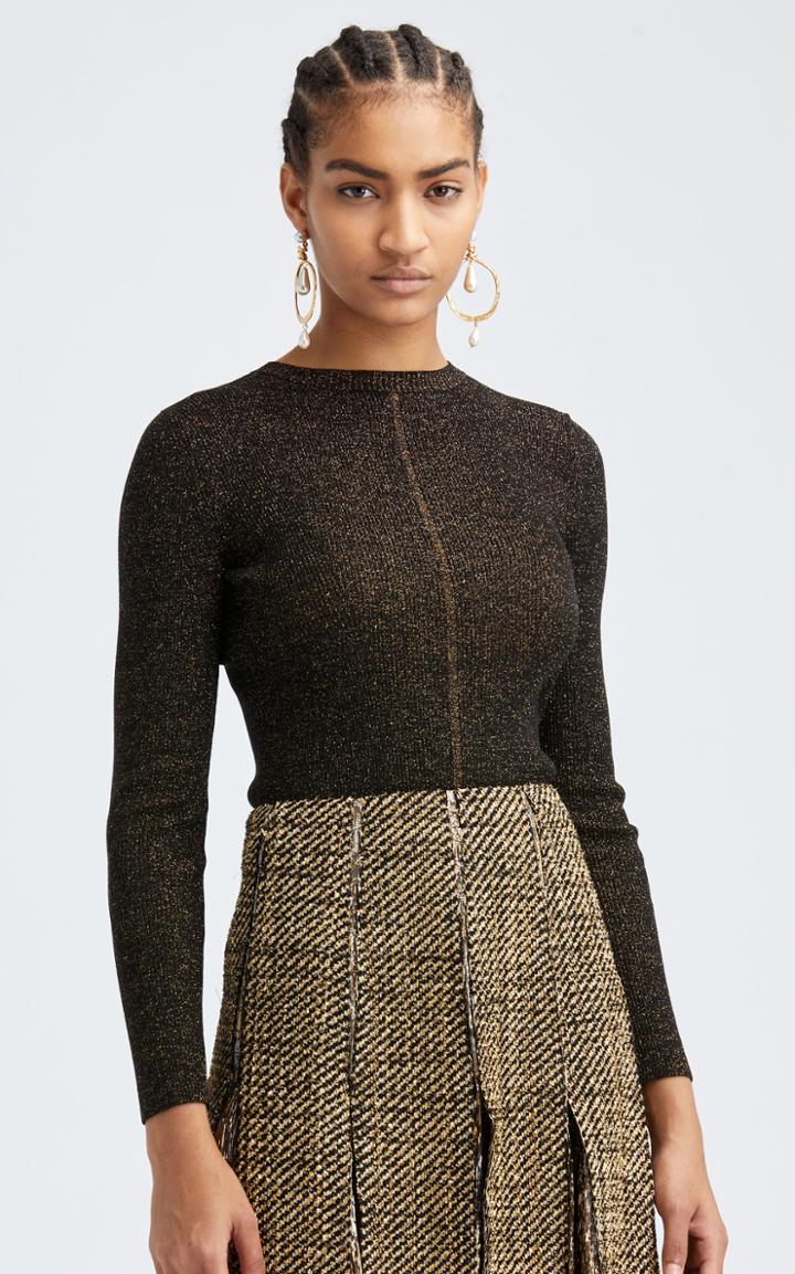 Moda Operandi Oscar De La Renta Long Sleeved Lurex Silk-blend Top
