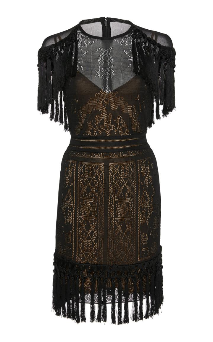 Zuhair Murad Fringe Sheer Knit Mini Dress