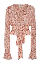 Amur Helene Floral-patterned Silk Wrap-front Top