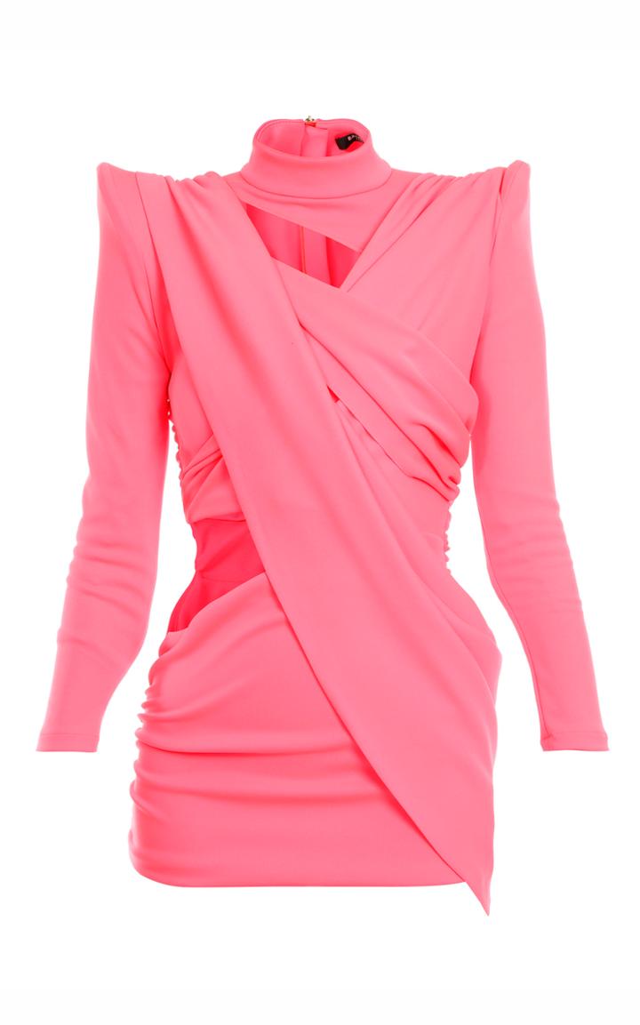 Moda Operandi Balmain Asymmetric Mini Jersey Dress