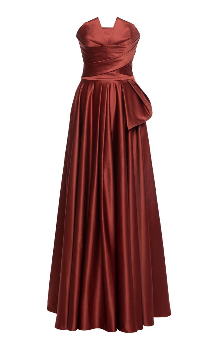 Moda Operandi Lena Hoschek 1001 Nights Pleated Satin Strapless Gown