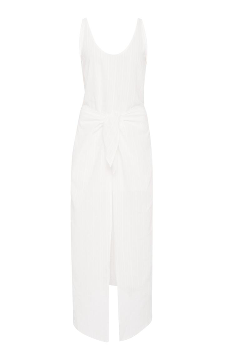 Anemone The Dkl Midi Wrap Dress In Stripe Cotton Linen Crepe