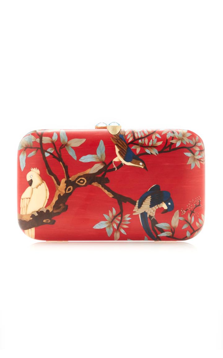 Silvia Furmanovich Red Marquetry Bird Clutch