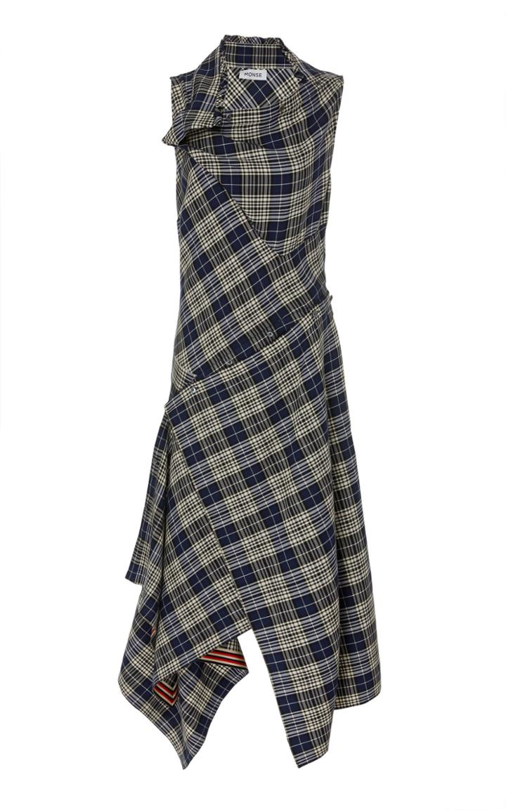 Monse Plaid Cowl Neck Shirt Dress