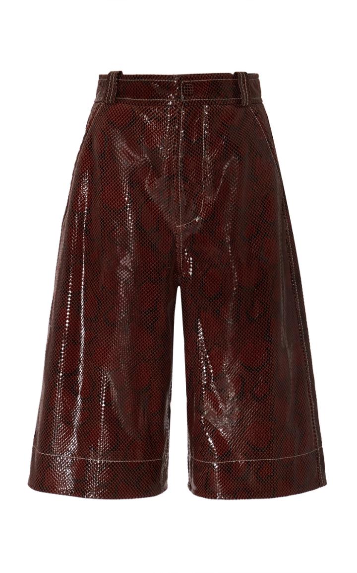 Ganni Snake Foil Leather Long Short