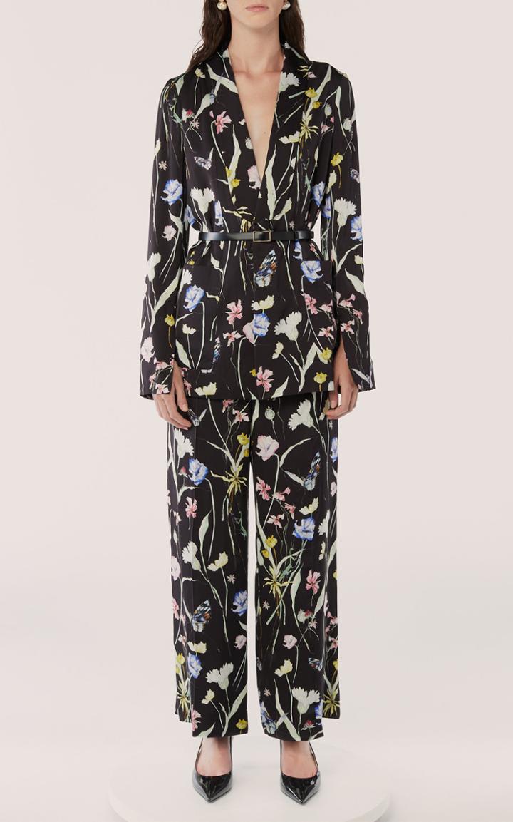 Moda Operandi Jason Wu Collection Belted Floral-print Satin Jacket
