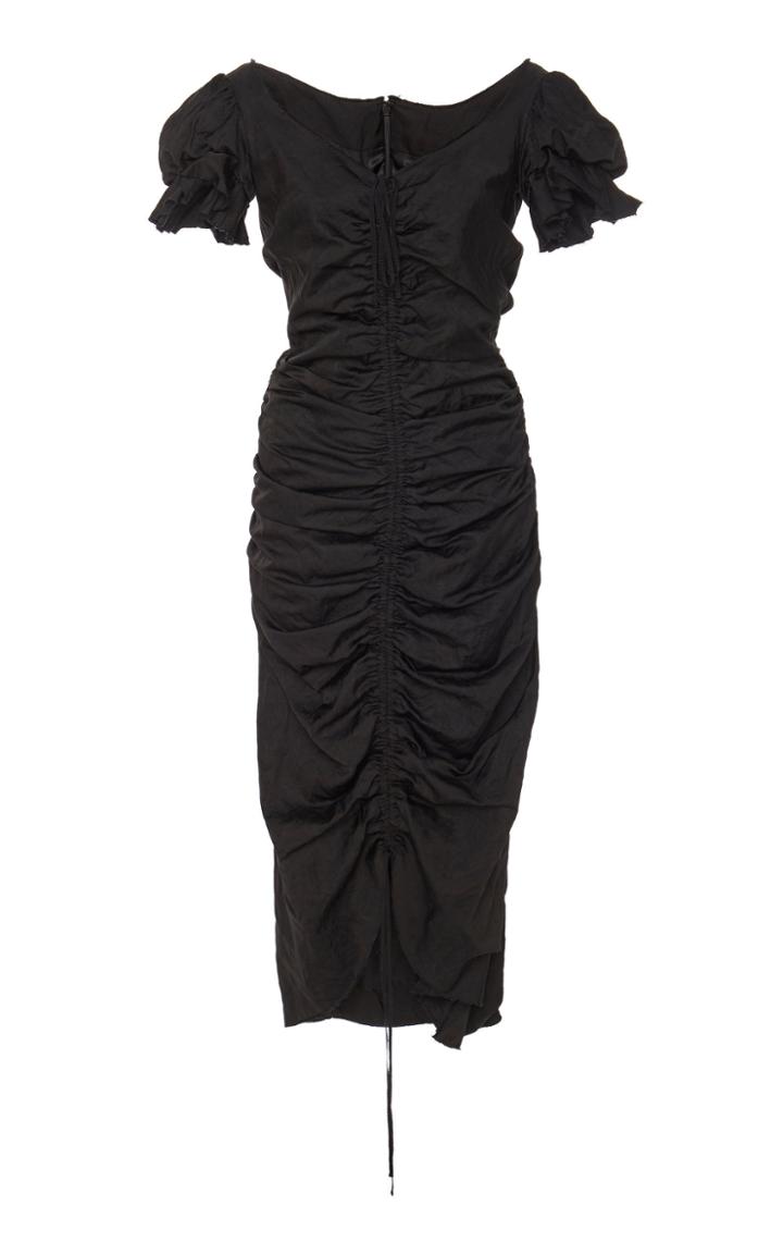 Brock Collection Petruska Asymmetric Ruched Taffeta Dress