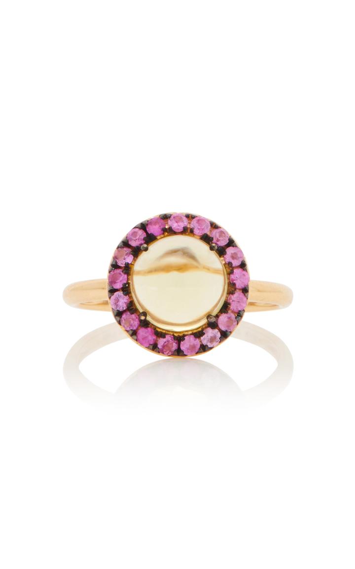 Rosa De La Cruz 18k Gold, Quartz And Sapphire Ring