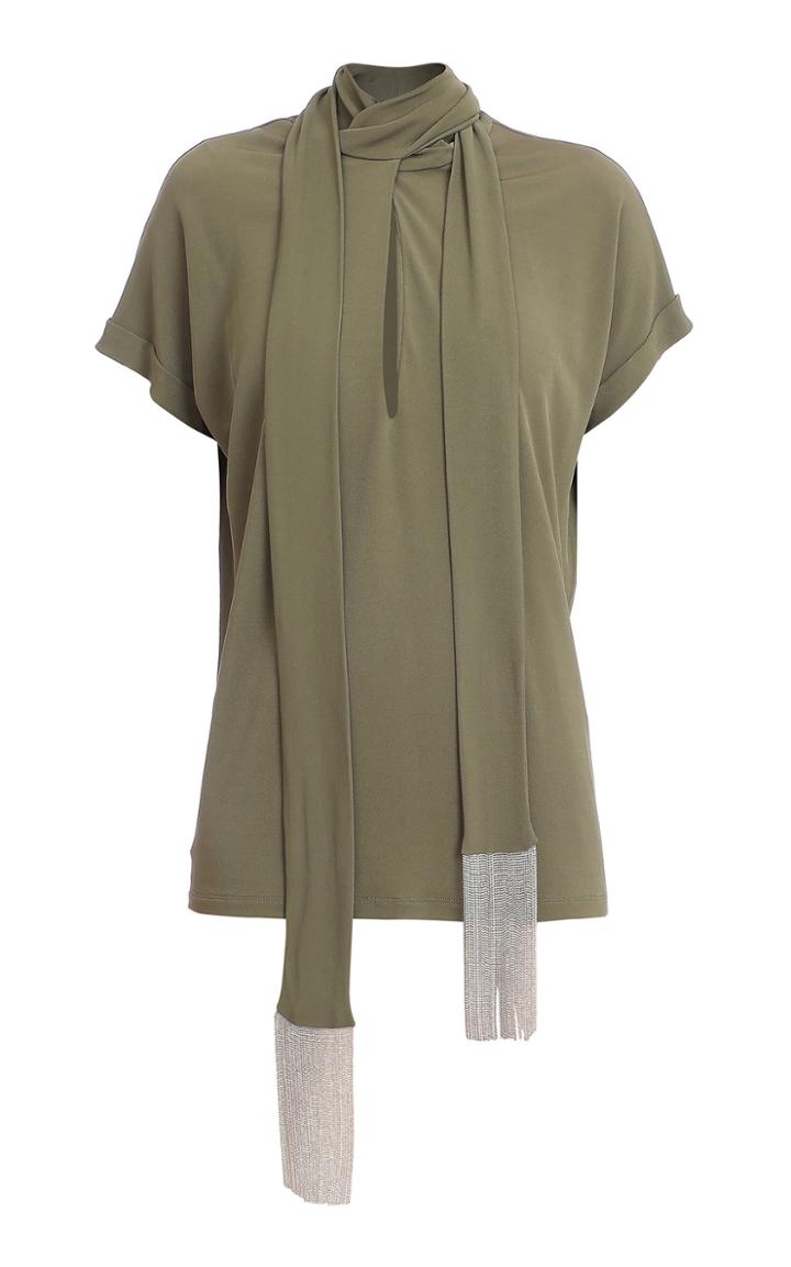 Balmain Necktie Chainlink Crepe Top