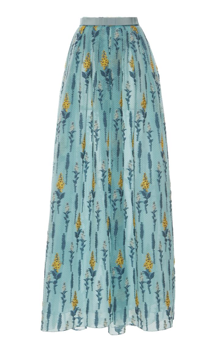 Luisa Beccaria Organdy Fil Coupe Printed Skirt