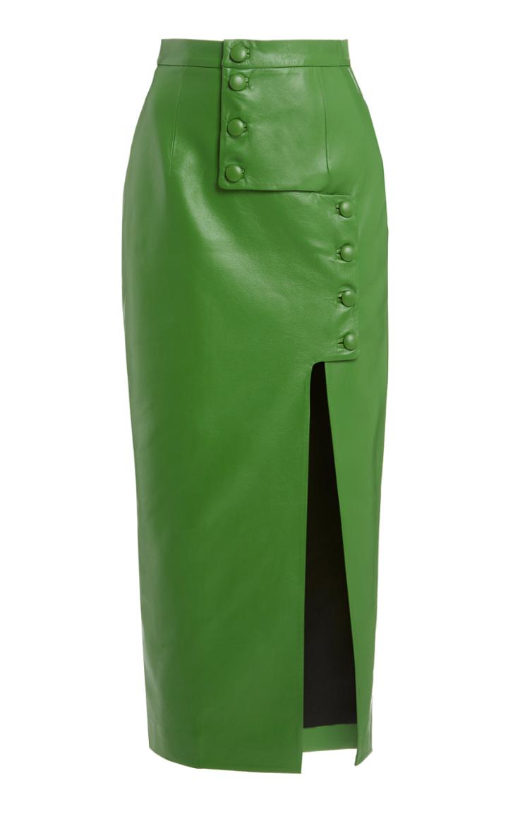 Moda Operandi Matriel Button-detailed Faux Leather Midi Skirt