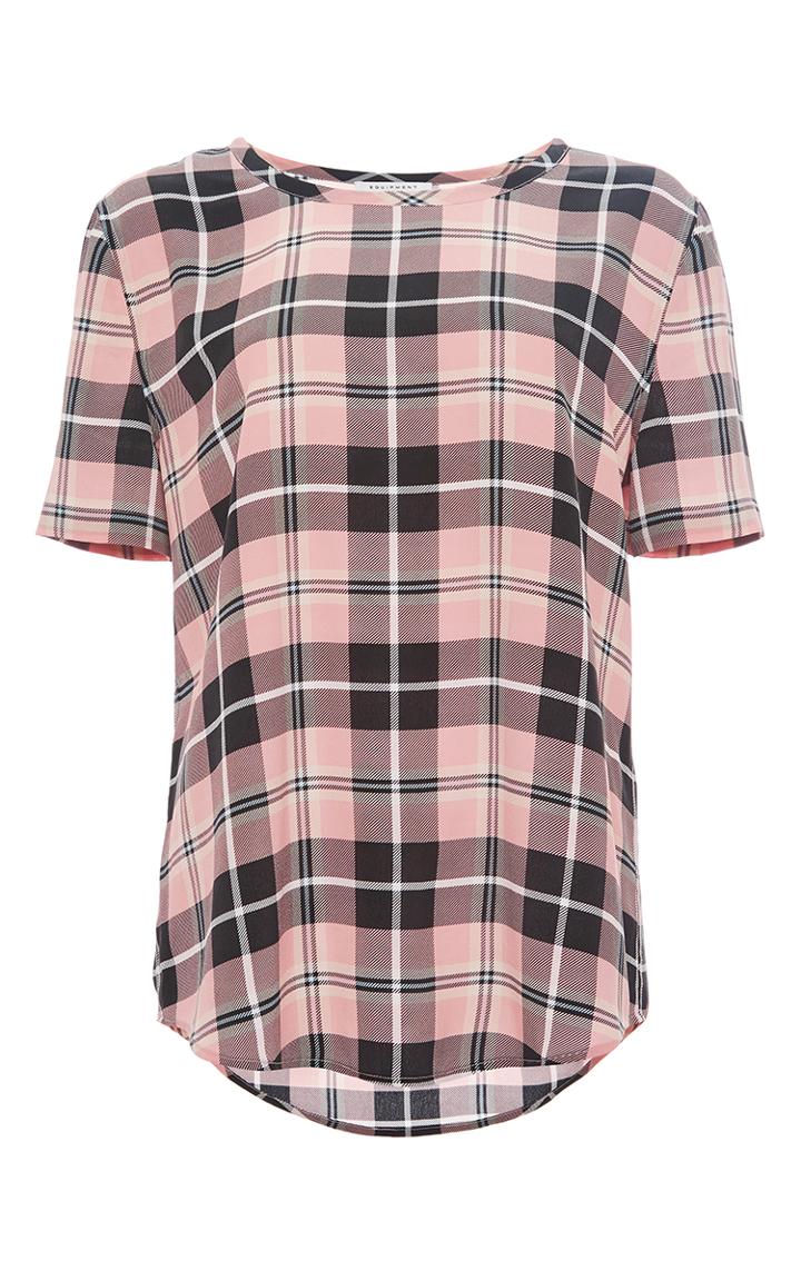 Equipment Blush Pink Silk Riley Plaid Tee