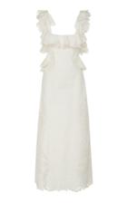 Zimmermann Cutout Ruffled Silk And Linen-blend Lace Dress