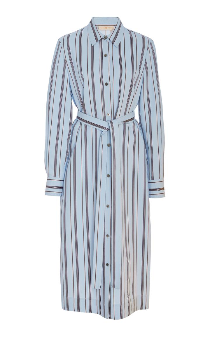 Tory Burch Belted Striped Crepe Dress