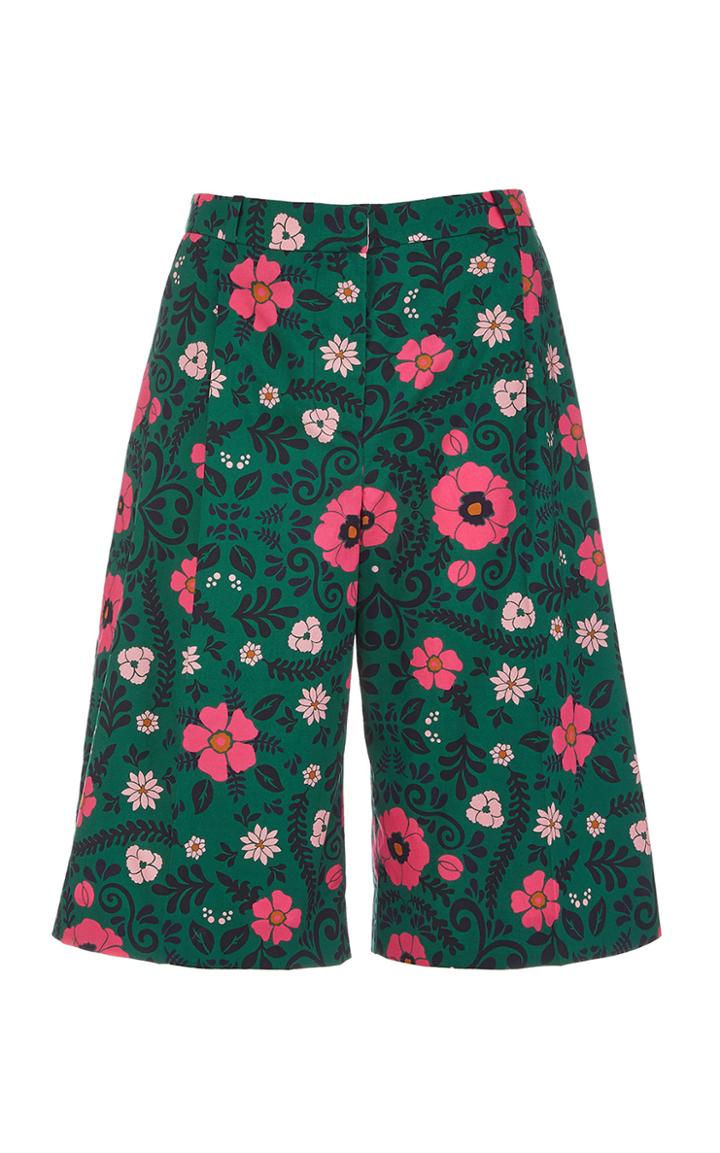 Moda Operandi La Doublej Printed Cotton Bermuda Pants