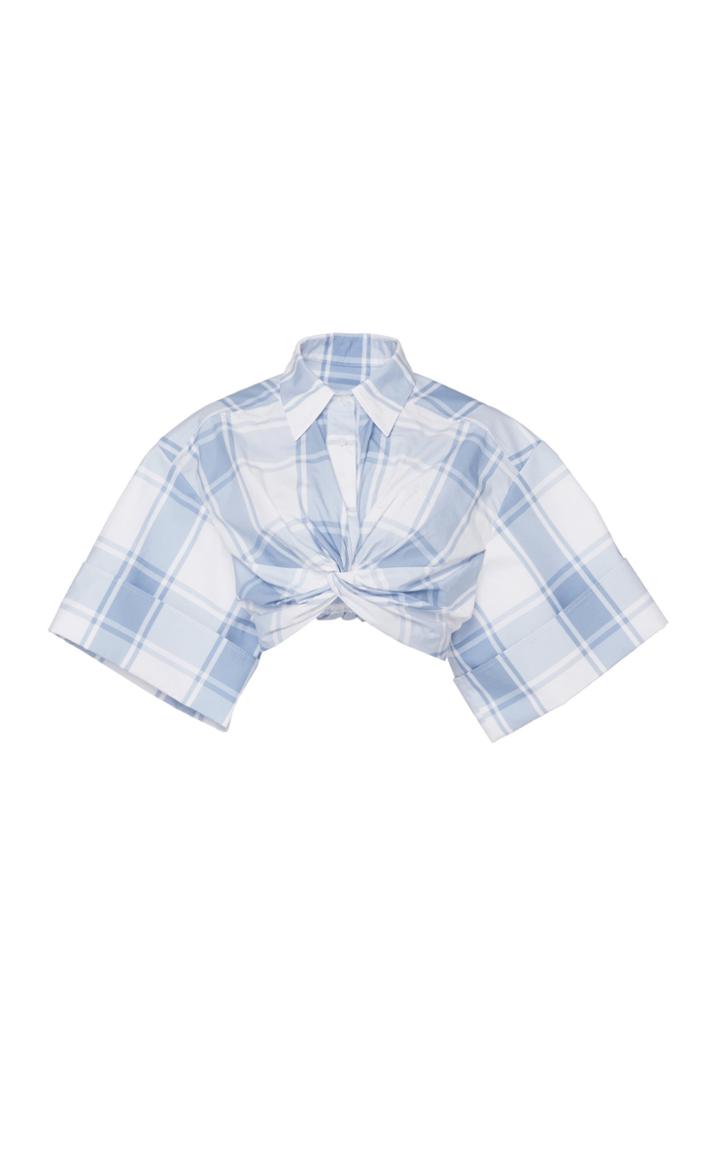 Pushbutton Cropped Cotton Shirt