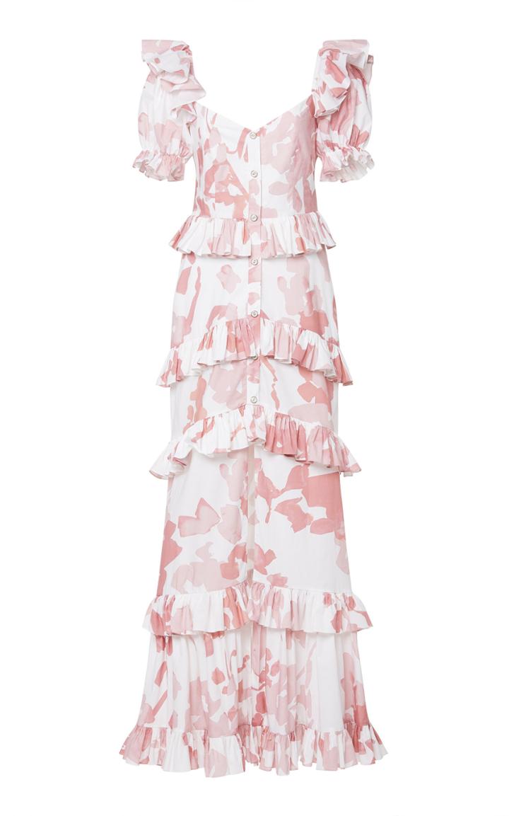Caroline Constas Iva Off The Shoulder Ruffle Gown
