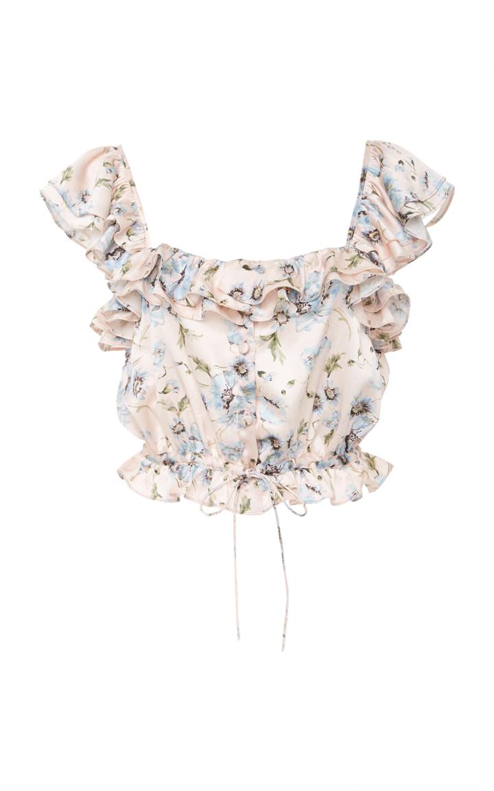 Loveshackfancy Mia Floral Silk Crop Top