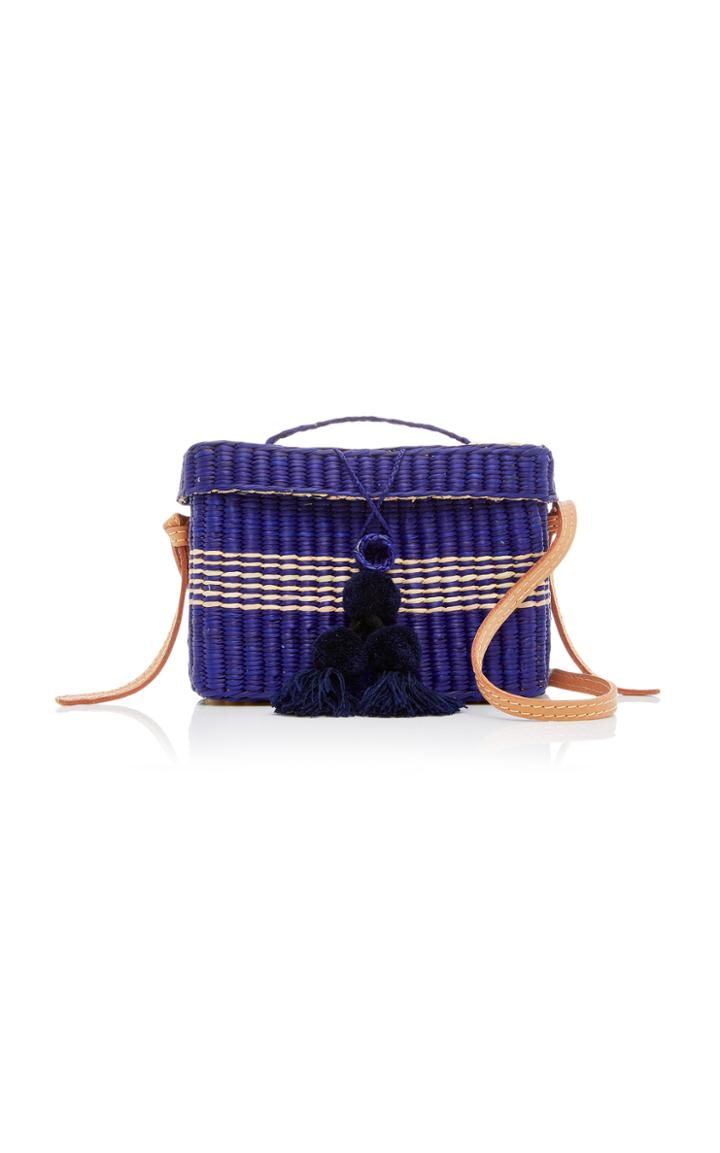 Nannacay M'o Exclusive Medium Roge Straw Tote With Pompoms And Strap