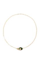 Audrey C. Jewelry 18k Gold Green Enamel And Diamond Necklace