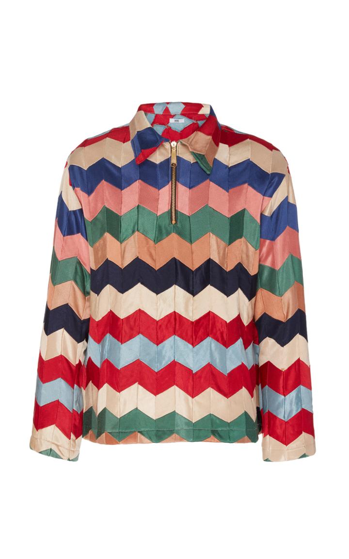 Bode Chevron Quilt Zip Pullover